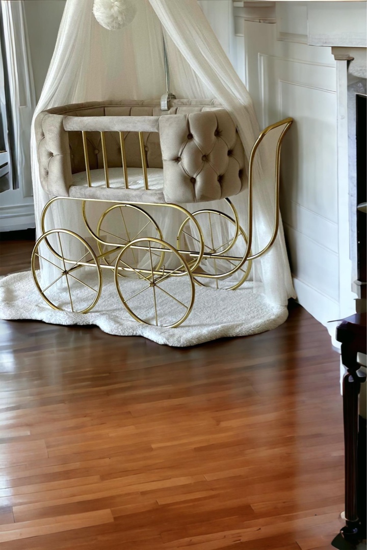 Βρεφικό λίκνο Lullaby vintage stroller capitone με επιλογές χρωμάτων ταπετσαρίας