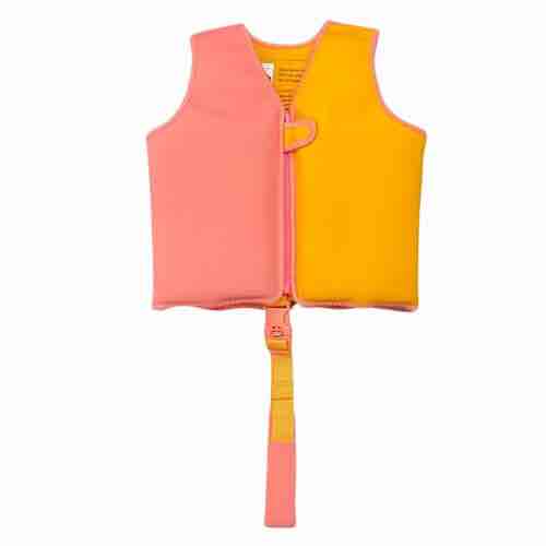 Swim Essentials: Σωσίβιο γιλέκο κολύμβησης με ιμάντα ασφαλείας για παιδιά 4-6 ετών “Orange pink”