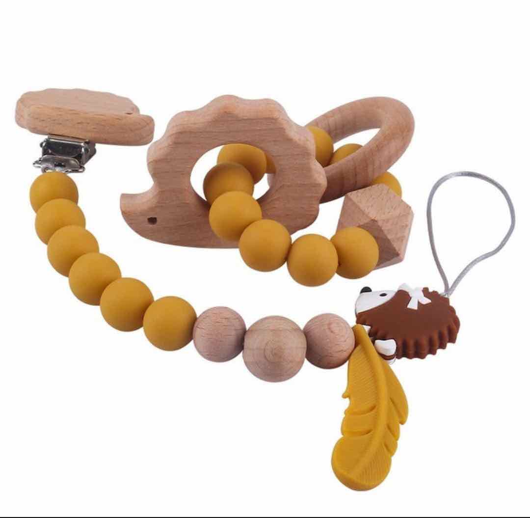 Κλιπ πιπίλας σιλικόνης με μασητικό -Hedgehog.