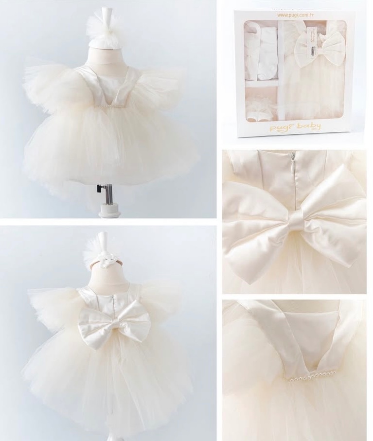 Βρεφικό κοριτσίστικο φόρεμα White Satin Pearl .